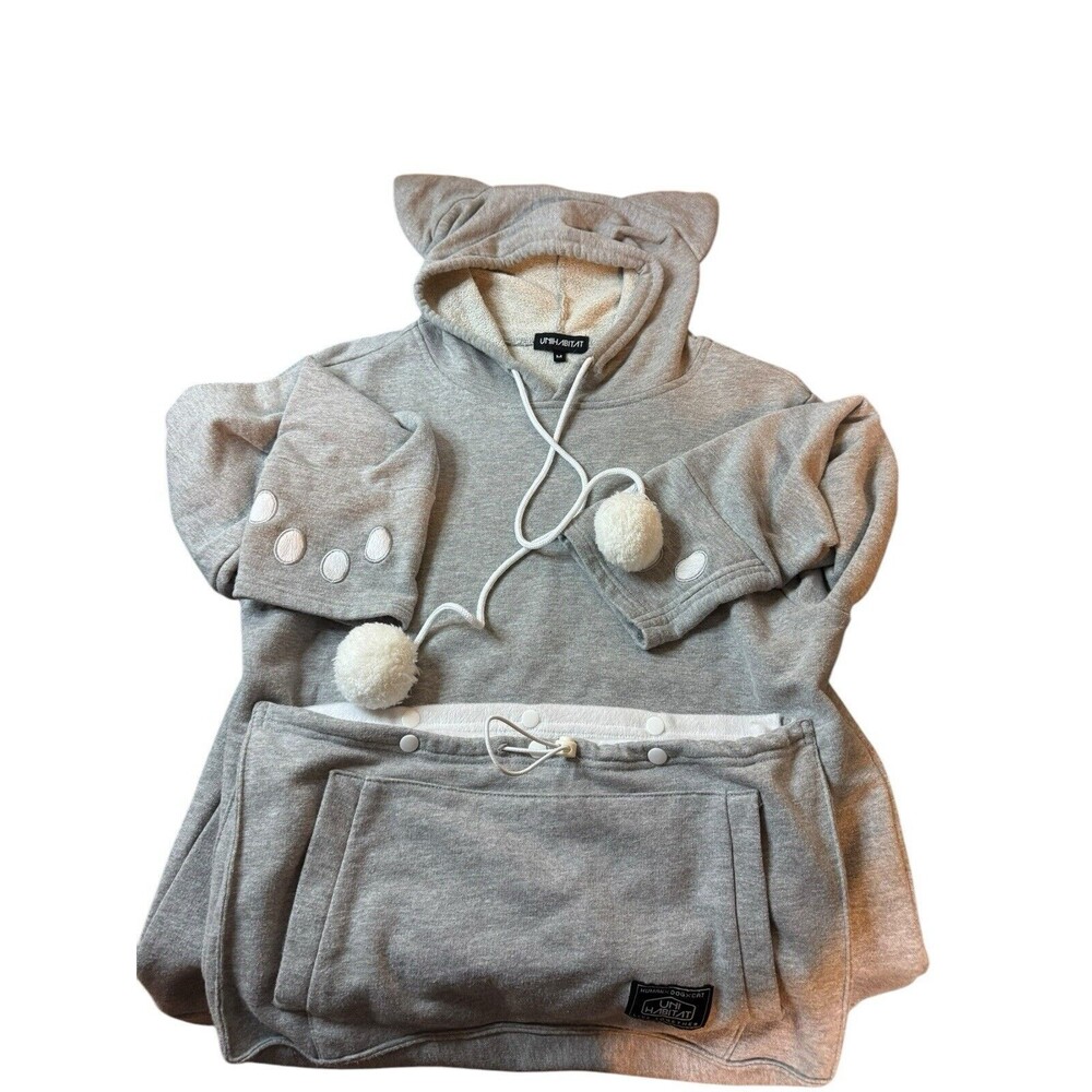 UNIHABITAT AT712A27 Gray Cat Dog Carrier Hoodie Medium Stomach Pocket